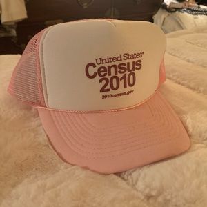Pink and white trucker hat